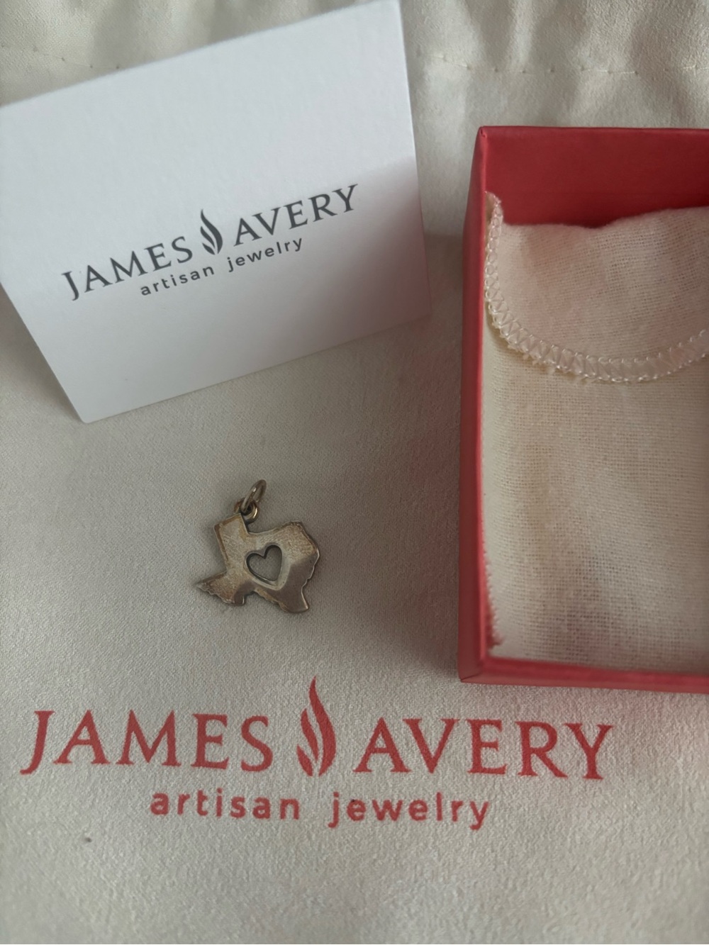 James Avery Silver Texas Heart ♥️ Charm Pendant NEW ITEM NIB Final Sale